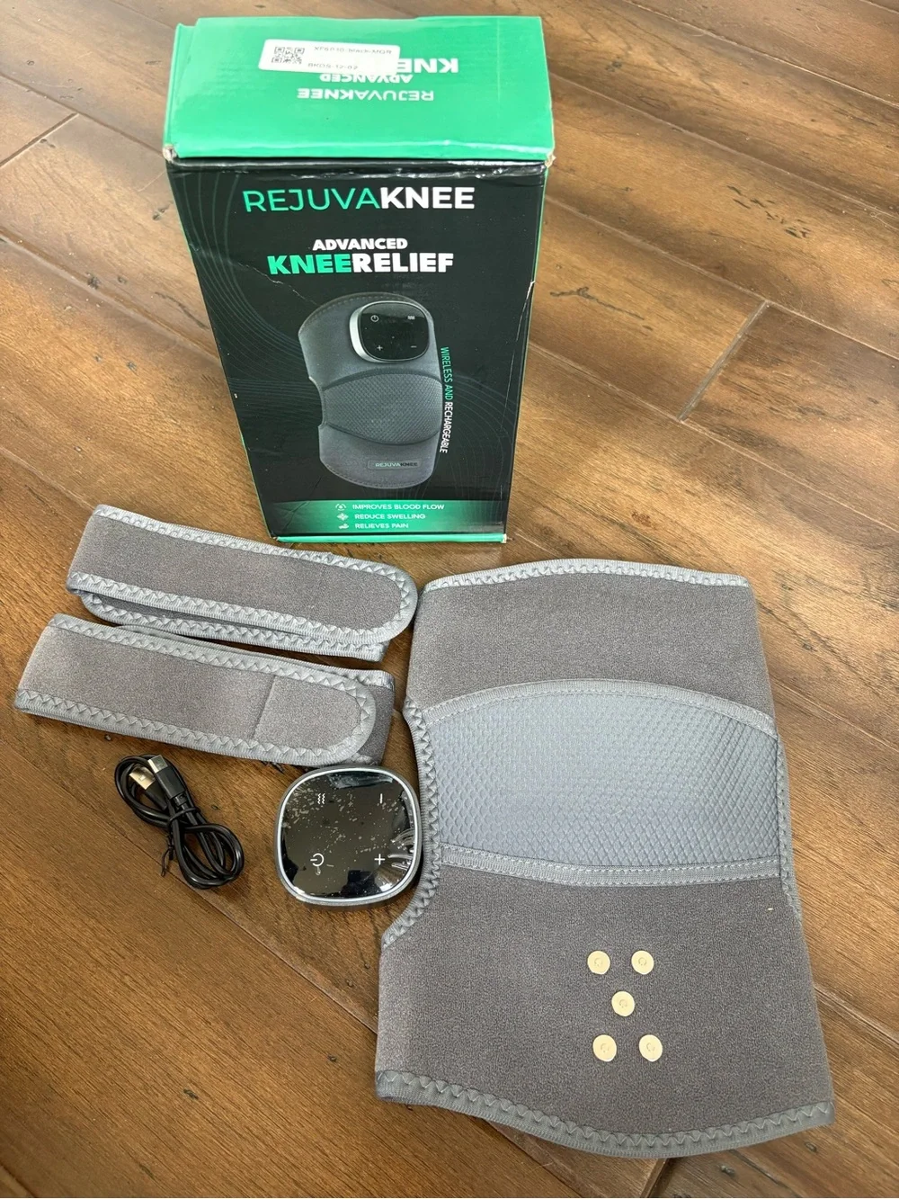 RejuvaKnee Advanced Knee Relief Brace Wireless Rechargeable Heat Therapy New